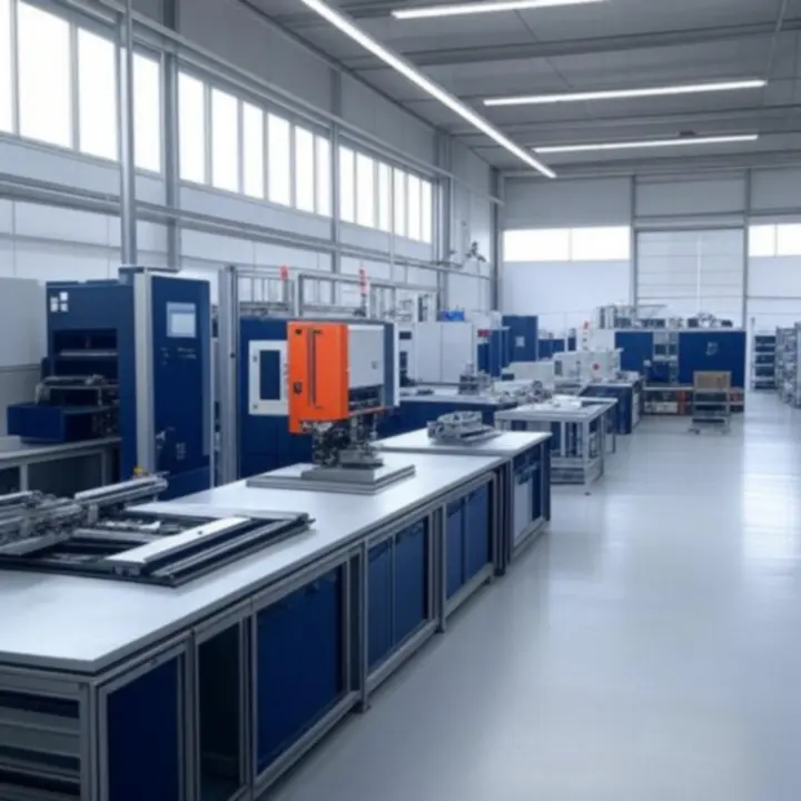 Nowoczesny obiekt przemysłowy z oświetloną infrastrukturą techniczną