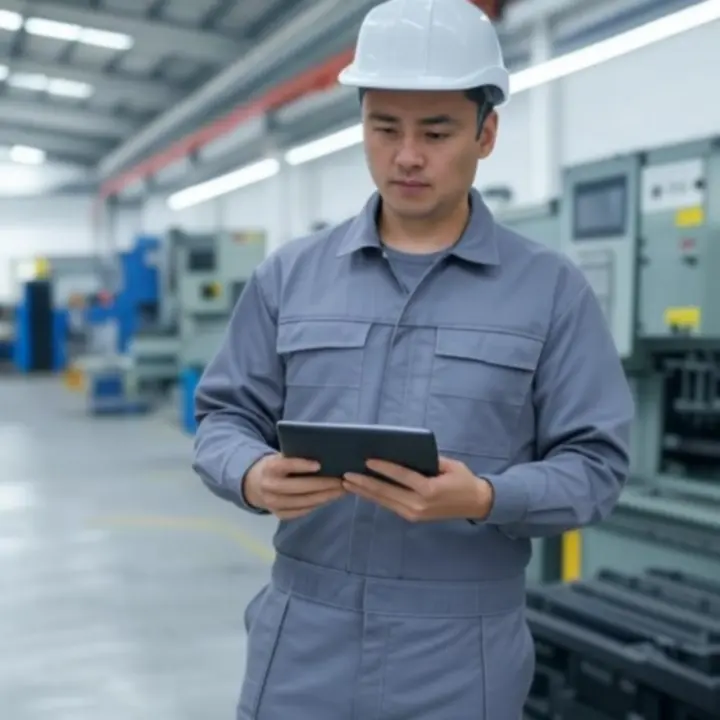 Scena inspekcji technicznej w zakładzie przemysłowym