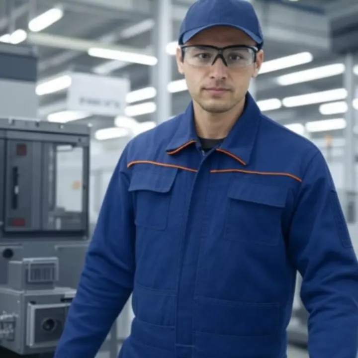 Technik serwisowy wykonujący prace naprawcze przy instalacji przemysłowej